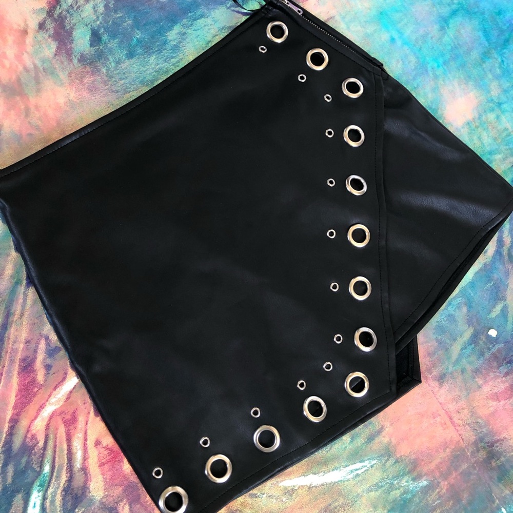 Leather black skirt
